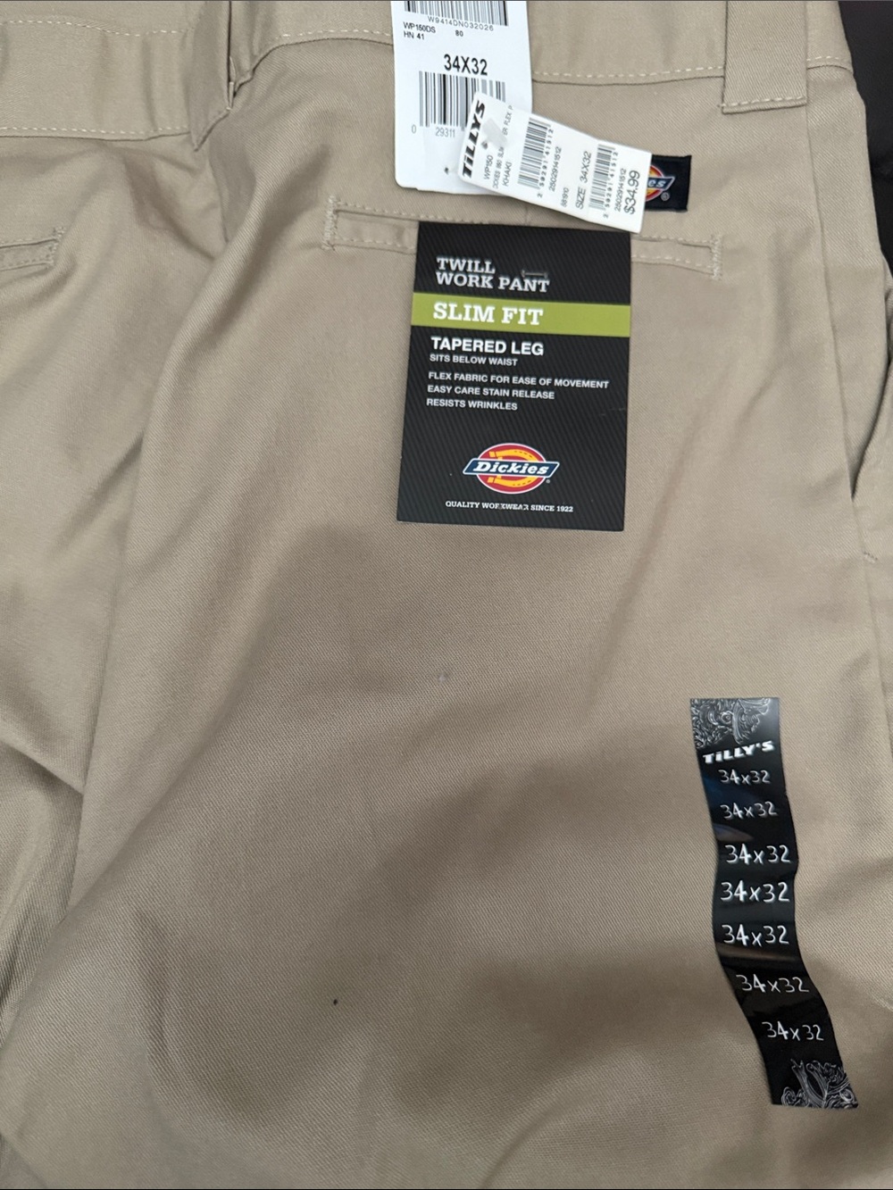 Dickies Men's Slim Fit Khaki/Tan Flex Chinos - Picture 2 of 2
